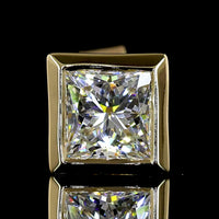 14K Yellow Gold Princess Cut Lab Diamond Stud Earrings with Bezel Setting - 1.41 Carats Total Diamond Weight - Covaloro Fine Jewelry