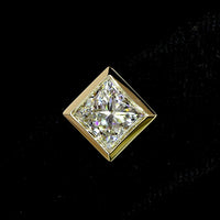 14K Yellow Gold Princess Cut Lab Diamond Stud Earrings with Bezel Setting - Total 3.07 Carats, E-F VVS2 - Covaloro Fine Jewelry