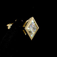 14K Yellow Gold Princess Cut Lab Diamond Stud Earrings with Bezel Setting - Total 3.07 Carats, E-F VVS2 - Covaloro Fine Jewelry
