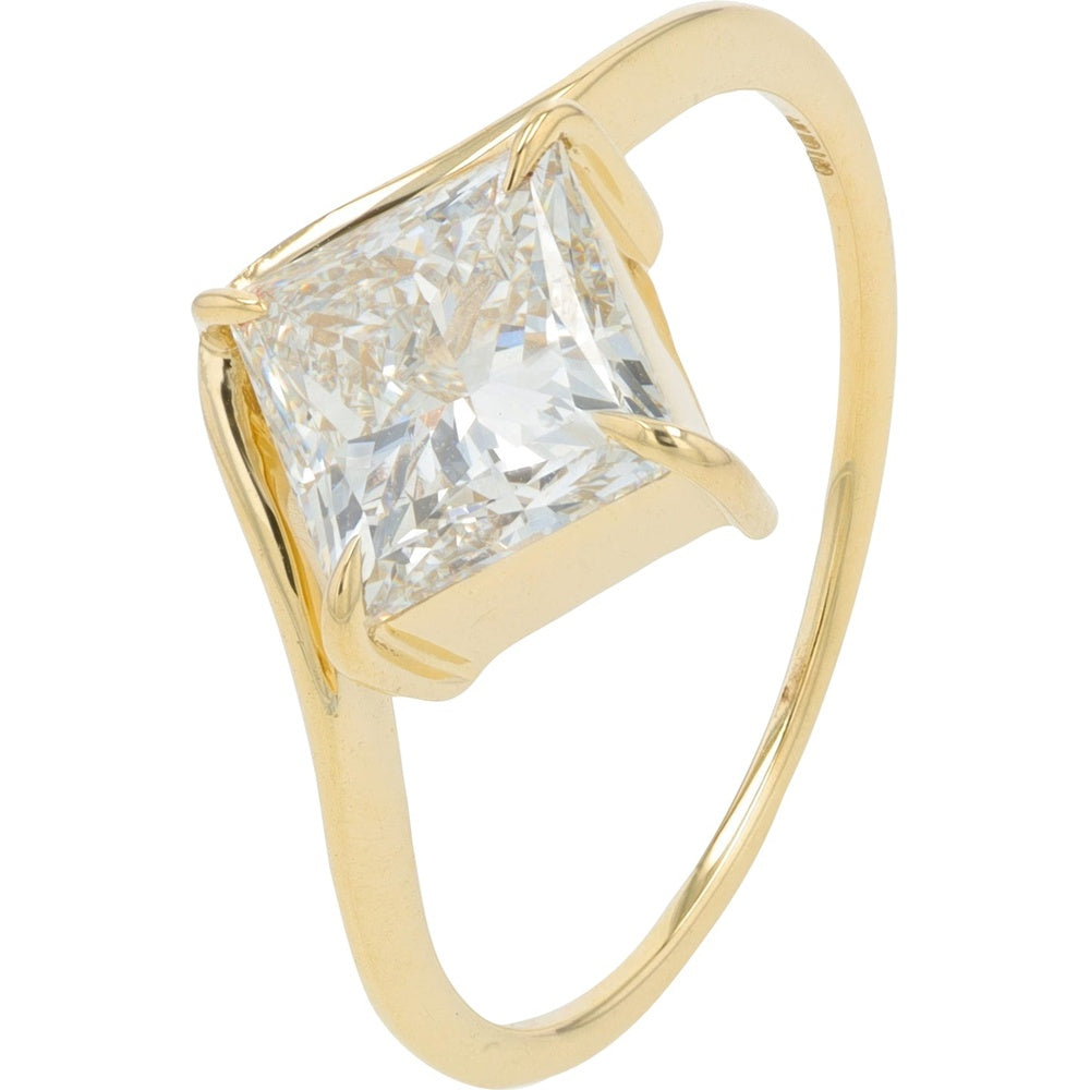 14K Yellow Gold Princess Cut Lab Grown Diamond Solitaire Engagement Ring - 1.75 Carat Total Diamond Weight
