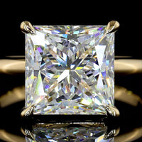 14K Yellow Gold Princess Cut Solitaire Ring with 5.19 Carat Lab Grown E-F VVS2 Diamond - IGI Certified - Covaloro Fine Jewelry