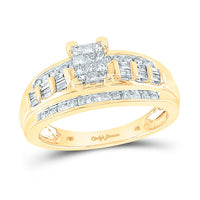 14K Yellow Gold Princess Diamond Bridal Ring - 1/2 Carat Total Diamond Weight