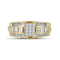 14K Yellow Gold Princess Diamond Bridal Ring - 1/2 Carat Total Diamond Weight