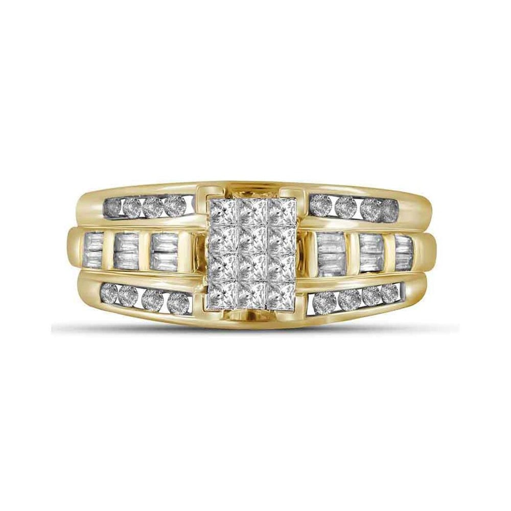14K Yellow Gold Princess Diamond Bridal Ring - 1/2 Carat Total Diamond Weight
