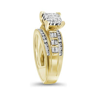 14K Yellow Gold Princess Diamond Bridal Ring - 1/2 Carat Total Diamond Weight