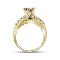 14K Yellow Gold Princess Diamond Bridal Ring - 1/2 Carat Total Diamond Weight