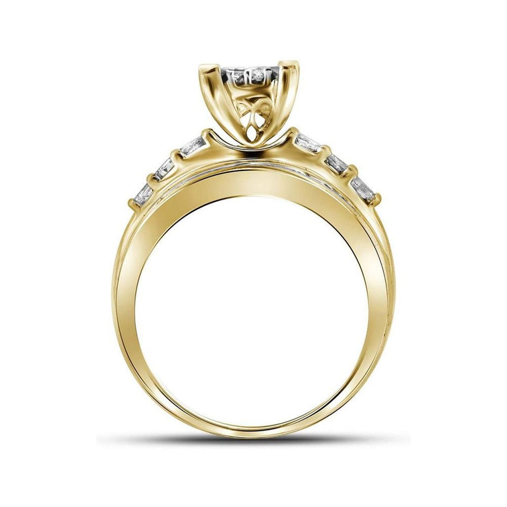 14K Yellow Gold Princess Diamond Bridal Ring - 1/2 Carat Total Diamond Weight