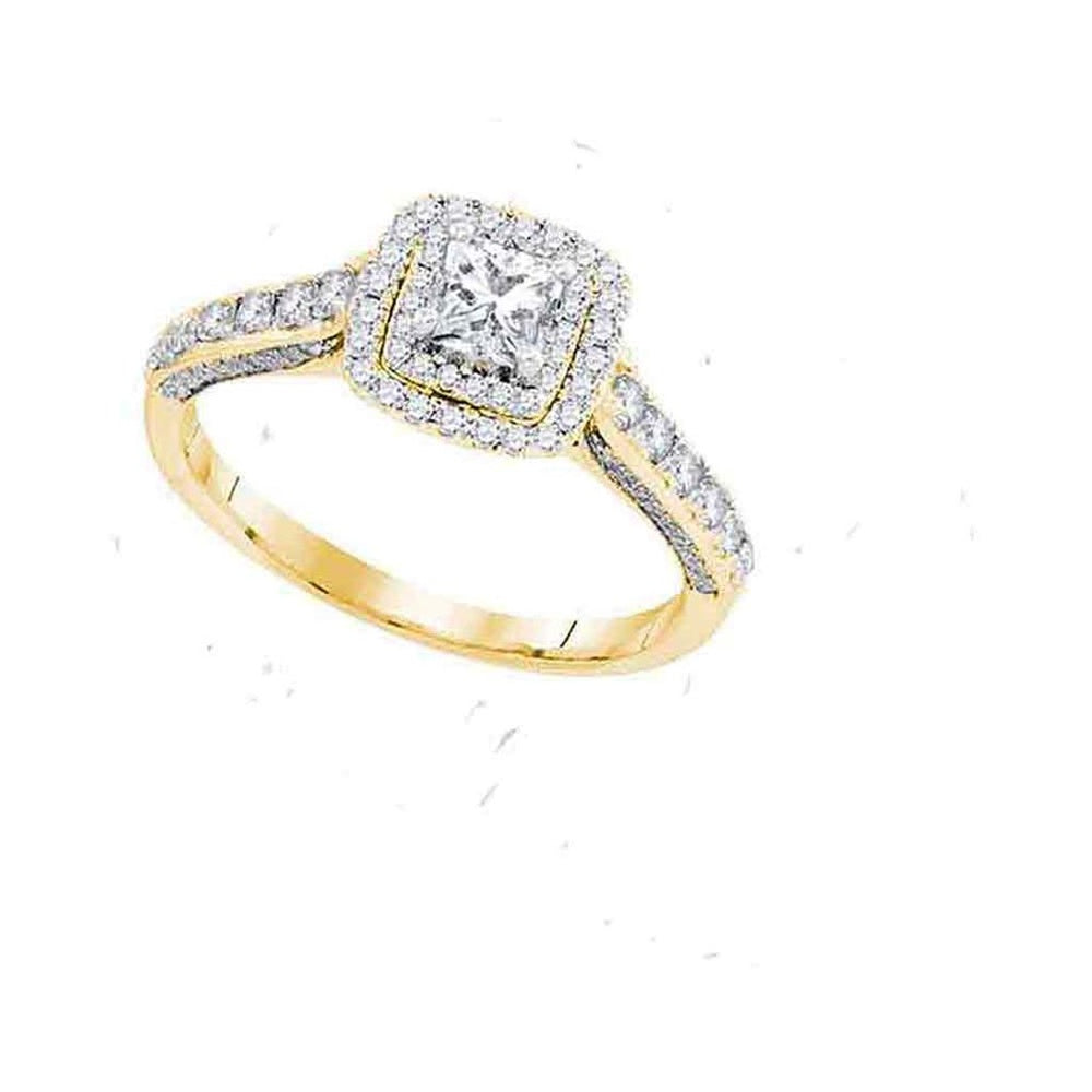 14K Yellow Gold Princess Diamond Bridal Ring - 1 Carat Total Diamond Weight