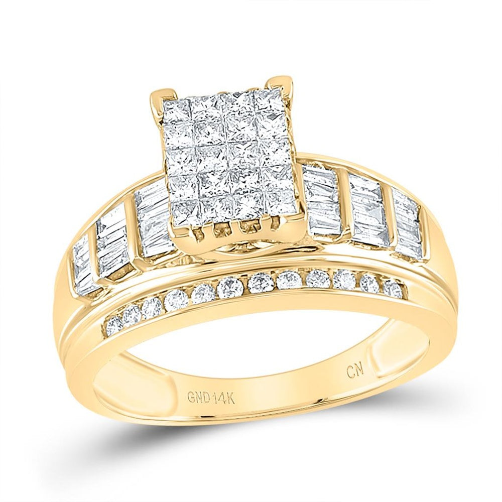 14K Yellow Gold Princess Diamond Bridal Ring - 1 Carat Total Diamond Weight