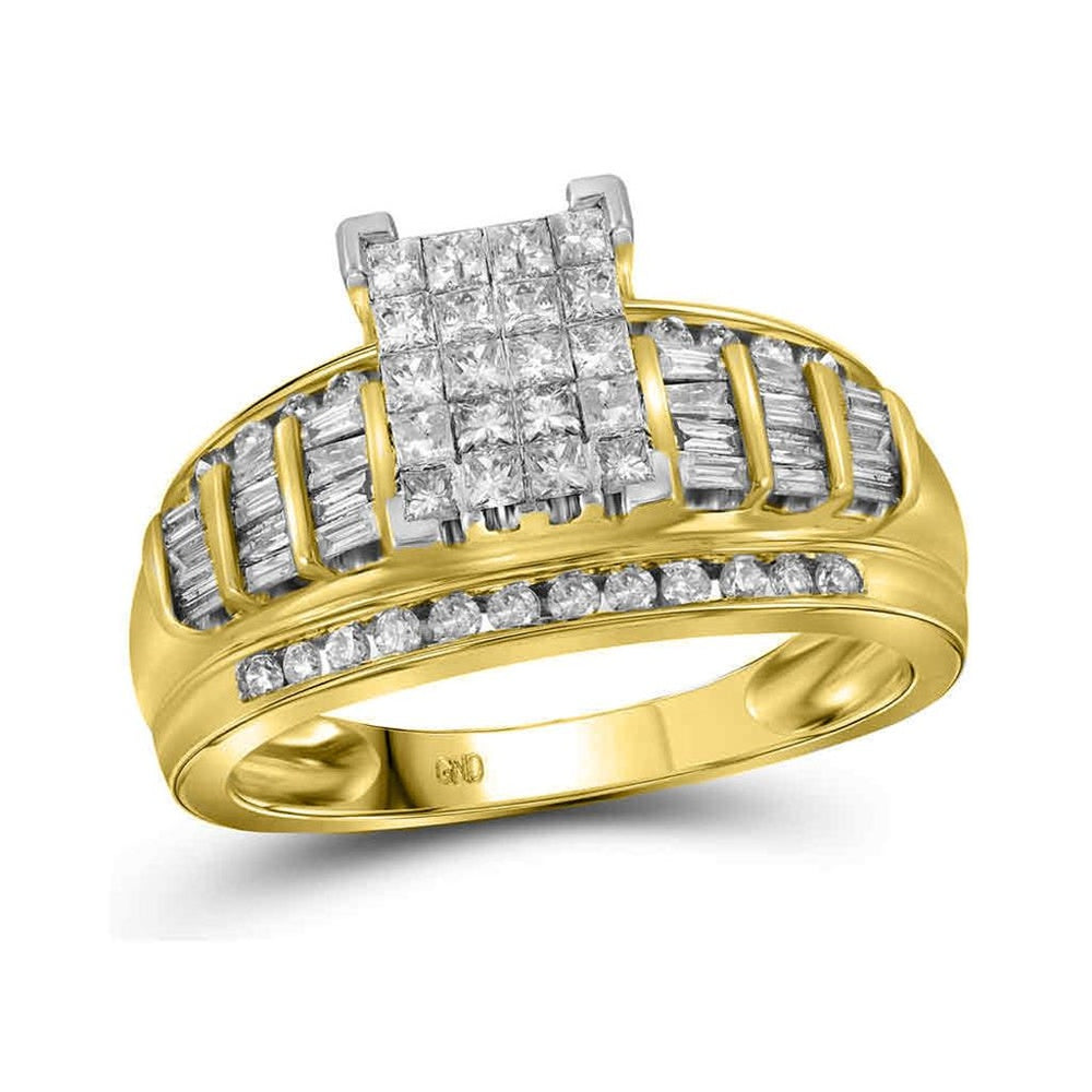 14K Yellow Gold Princess Diamond Bridal Ring - 1 Carat Total Diamond Weight