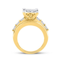 14K Yellow Gold Princess Diamond Bridal Ring - 4 Carat Total Diamond Weight