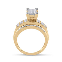 14K Yellow Gold Princess Diamond Bridal Ring - 7/8 Carat Total Diamond Weight