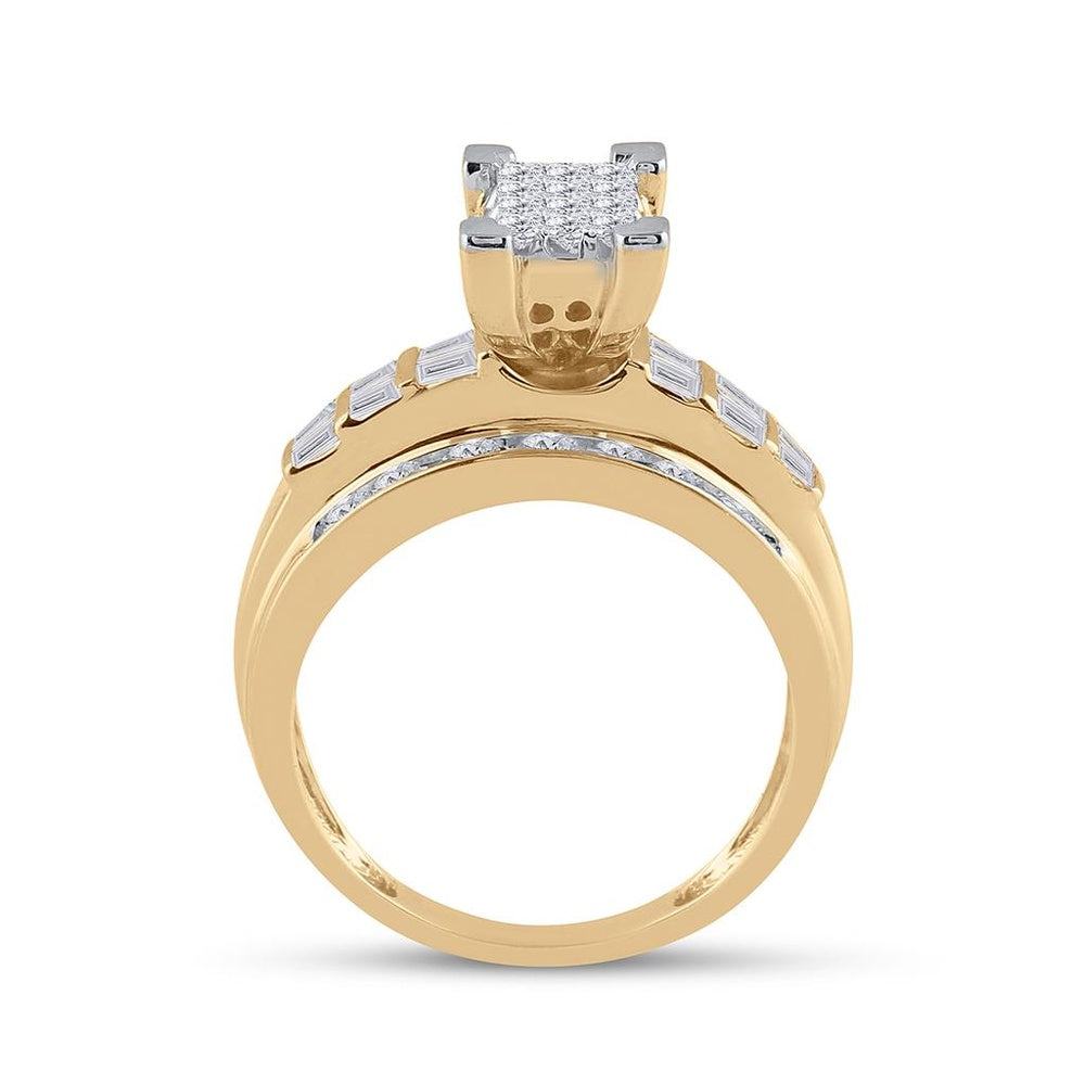 14K Yellow Gold Princess Diamond Bridal Ring - 7/8 Carat Total Diamond Weight
