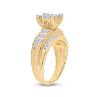 14K Yellow Gold Princess Diamond Bridal Ring - 7/8 Carat Total Diamond Weight