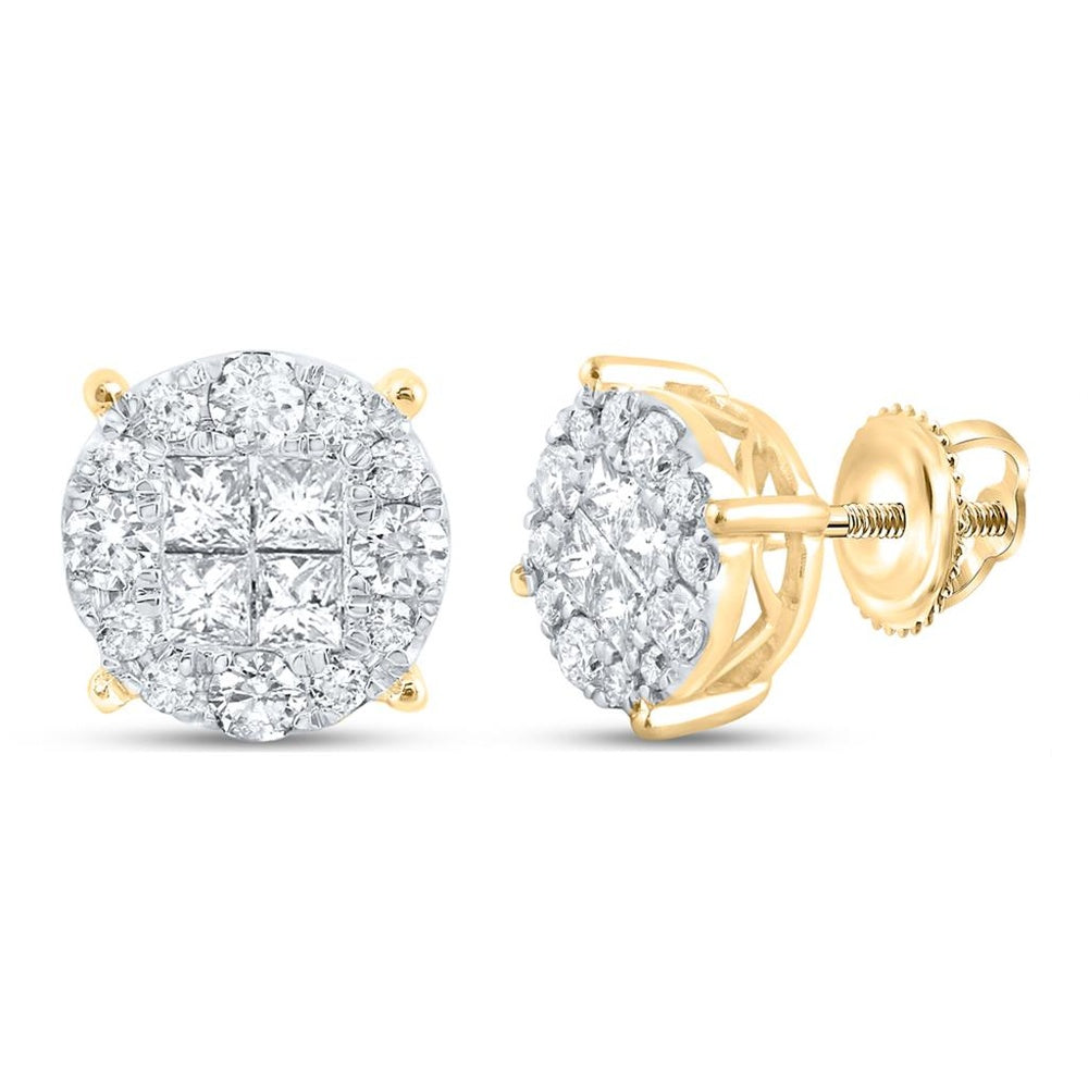 14K Yellow Gold Princess Diamond Dangle Earrings - 1 Carat Total Diamond Weight