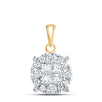 14K Yellow Gold Princess Diamond Pendant - 1/2 Carat Total Diamond Weight
