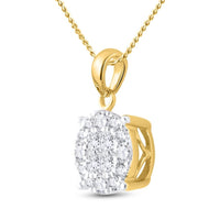 14K Yellow Gold Princess Diamond Pendant - 1/2 Carat Total Diamond Weight