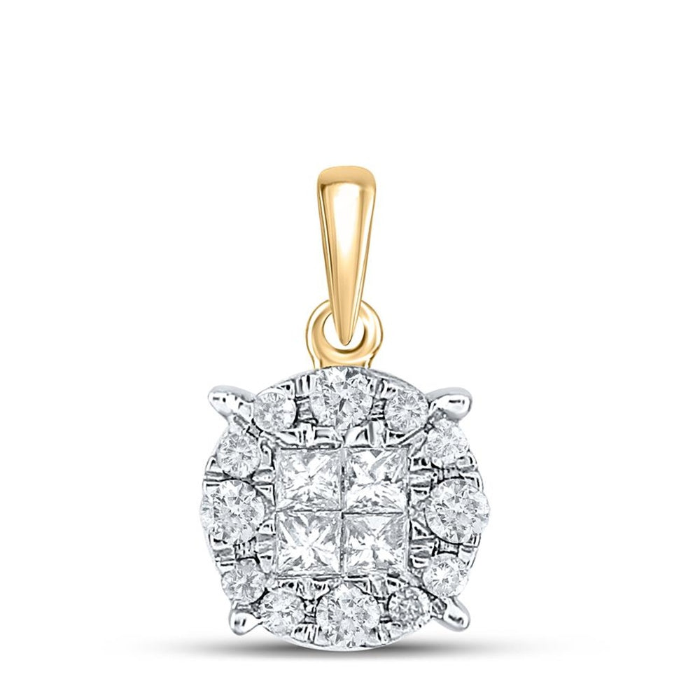 14K Yellow Gold Princess Diamond Pendant - 1/4 Carat Total Diamond Weight