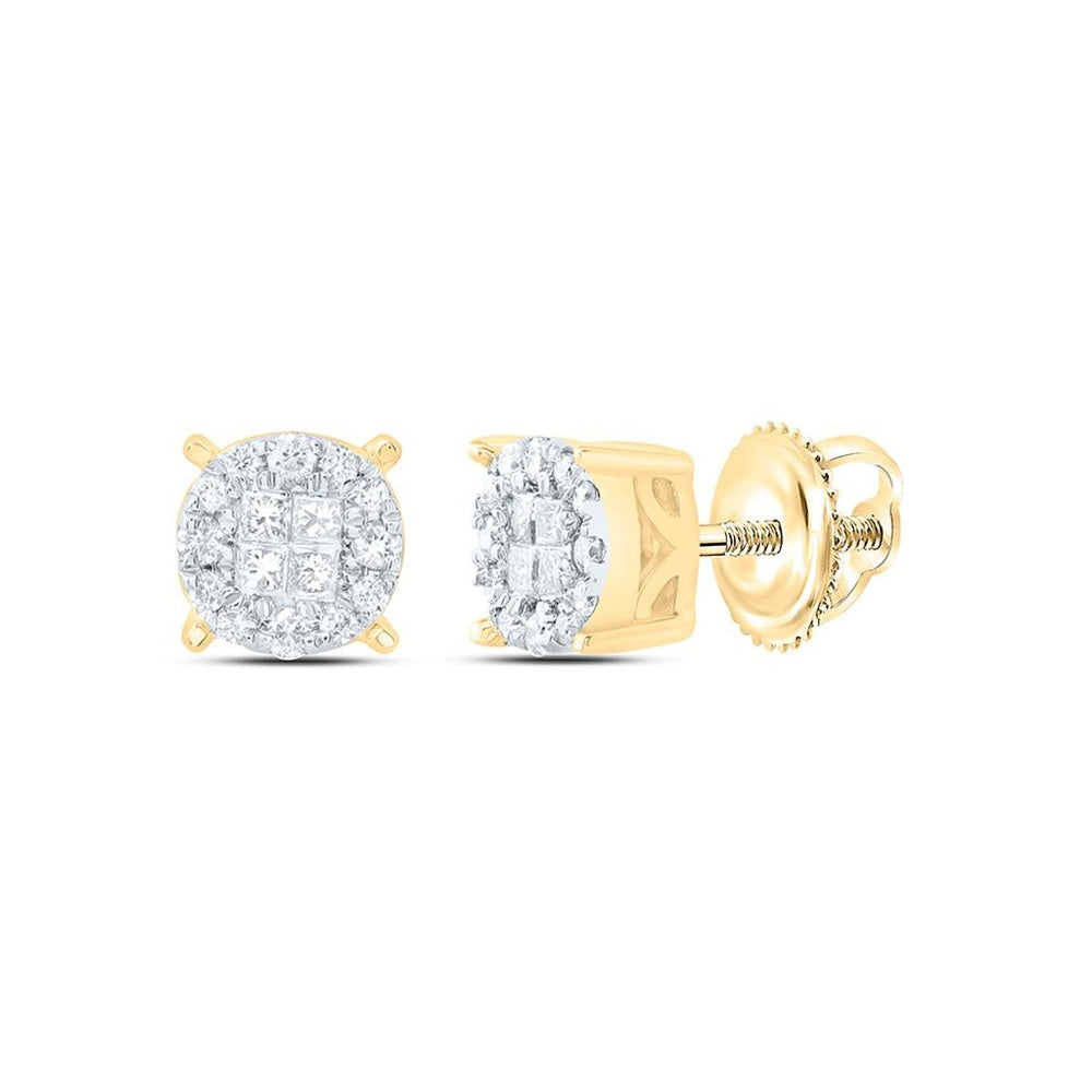 14K Yellow Gold Princess Diamond Stud Earrings - 1/6 Carat Total Diamond Weight