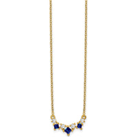 14K Yellow Gold Princess Sapphire and Diamond Pendant Necklace - 0.25 Carat Total Gemstone Weight by Lumare Gioia