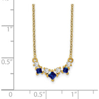 14K Yellow Gold Princess Sapphire and Diamond Pendant Necklace - 0.25 Carat Total Gemstone Weight by Lumare Gioia