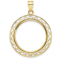 14K Yellow Gold Prong Coin Bezel Pendant for 1/4 oz. American Eagle Coin - 37.8mm Length by Numis Coin Jewelry