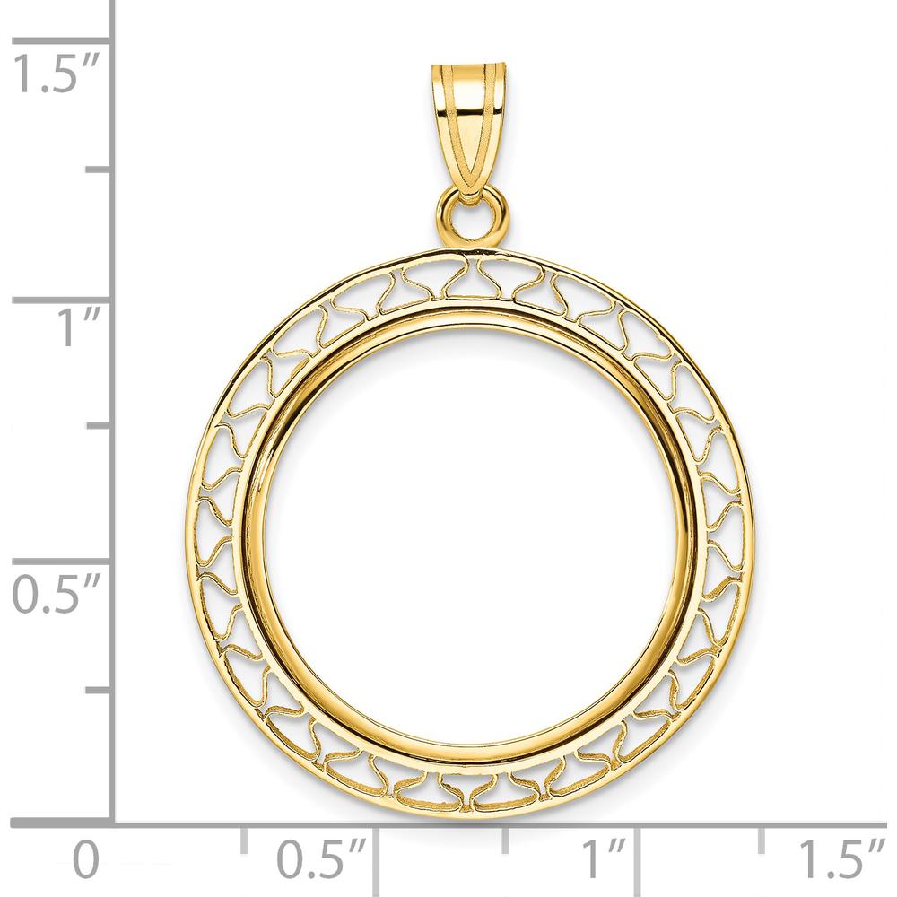 14K Yellow Gold Prong Coin Bezel Pendant for 1/4 oz. American Eagle Coin - 37.8mm Length by Numis Coin Jewelry