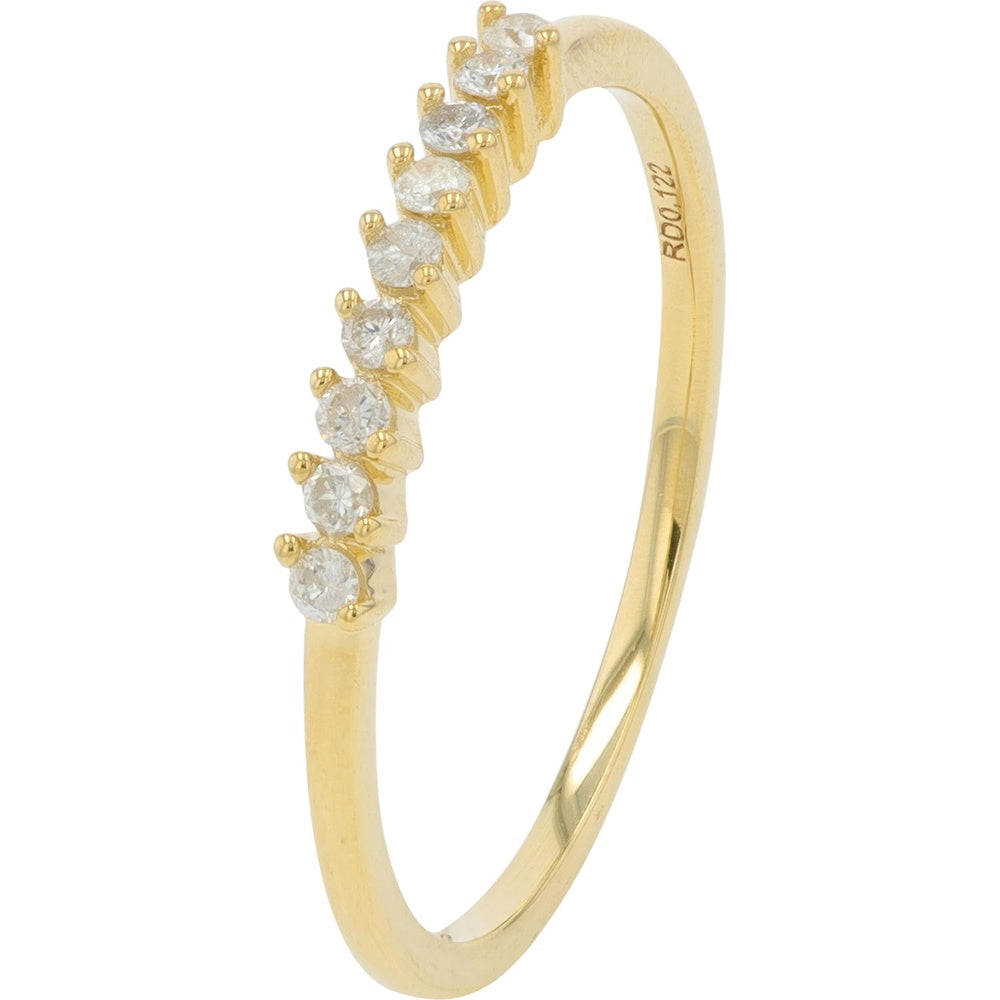 14K Yellow Gold Prong-Set Round Diamond Band - 0.12 Carat Total Diamond Weight