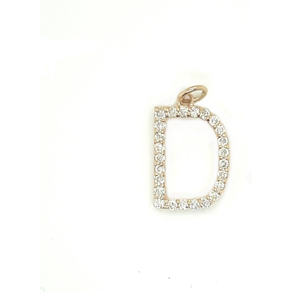 14K Yellow Gold Prong-Set Round Diamond Initial D Pendant - 0.25 Carat Total Diamond Weight by Auriventus