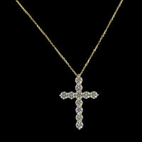 14K Yellow Gold Prong Set Round Lab Diamond Cross Pendant - 1.99 Carat Total Weight, E-F Color, VS1 Clarity - Covaloro Fine Jewelry