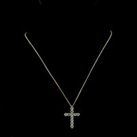 14K Yellow Gold Prong Set Round Lab Diamond Cross Pendant - 1.99 Carat Total Weight, E-F Color, VS1 Clarity - Covaloro Fine Jewelry