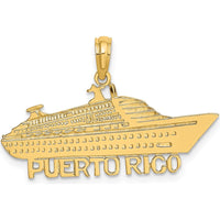 14K Yellow Gold Puerto Rico Cruise Ship Pendant - Polished Finish by Oro Pregiato