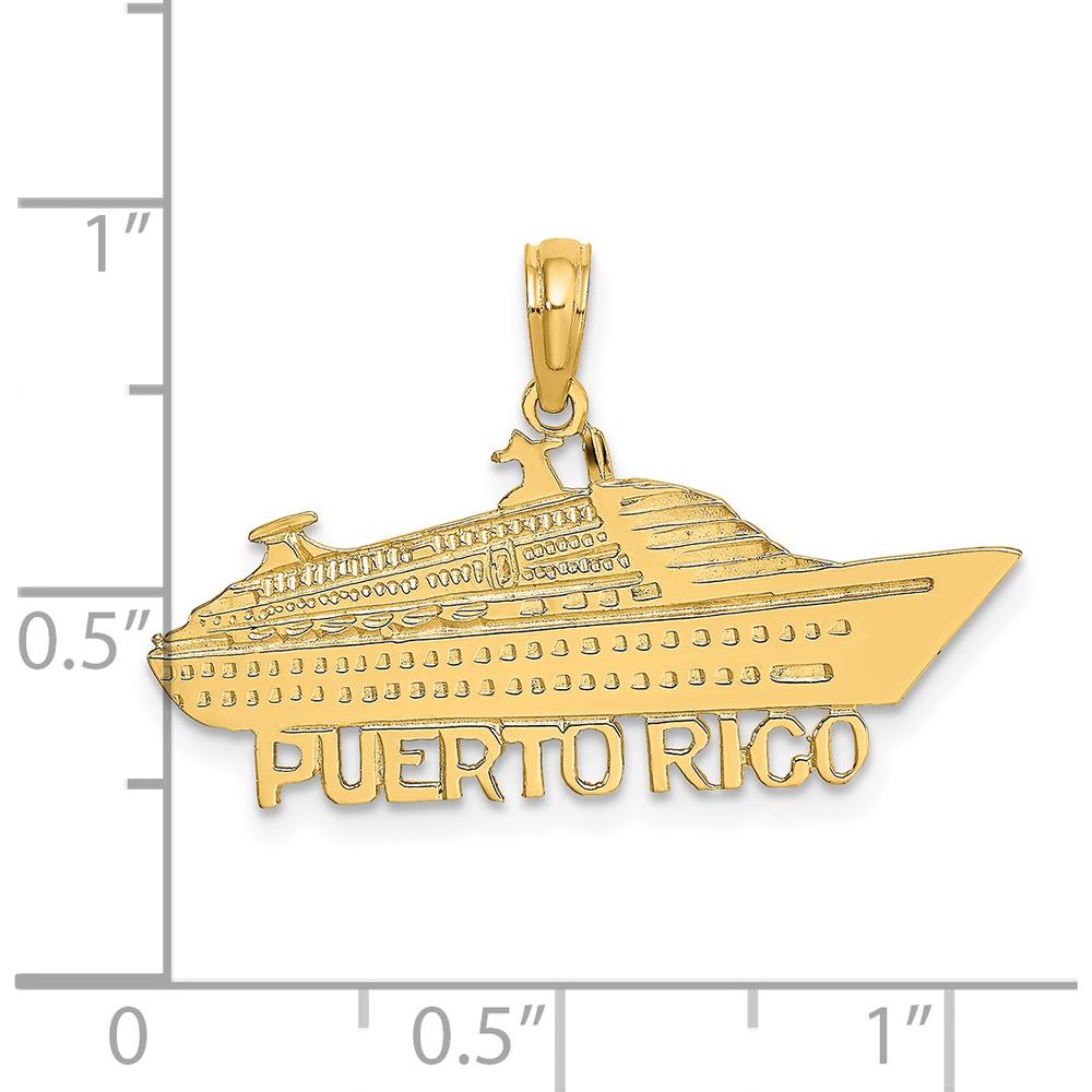 14K Yellow Gold Puerto Rico Cruise Ship Pendant - Polished Finish by Oro Pregiato