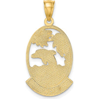 14K Yellow Gold Puerto Rico Dolphin Sunset Charm - 23.3mm Length by Oro Pregiato