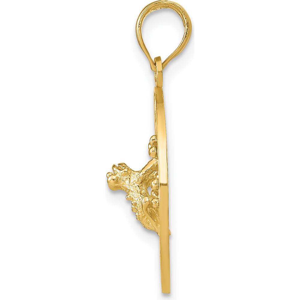 14K Yellow Gold Puerto Rico Frog Pendant - Textured Design with Polished Finish by Oro Pregiato