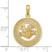14K Yellow Gold Puerto Rico Frog Pendant - Textured Design with Polished Finish by Oro Pregiato