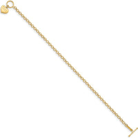 14K Yellow Gold Puffed MOM Heart Dangle Toggle Bracelet - 7.5" Length by 0