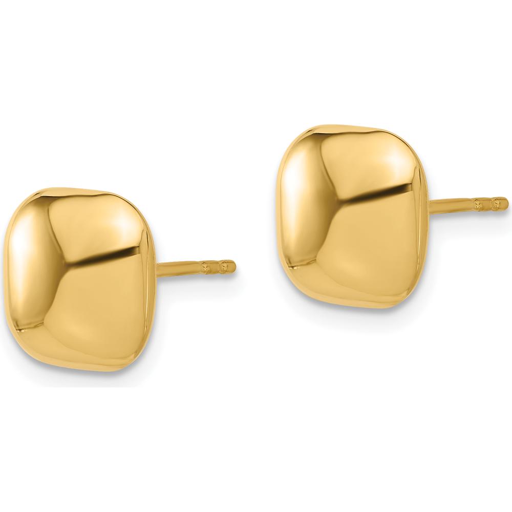 14K Yellow Gold Puffed Square Post Earrings - 10mm by 0