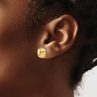 14K Yellow Gold Puffed Square Post Earrings - 10mm by 0