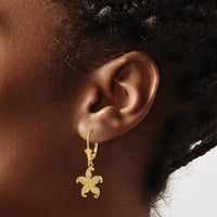 14K Yellow Gold Puffed Starfish Leverback Drop Earrings by 0