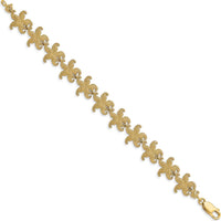 14K Yellow Gold Puffed Textured Starfish Link Bracelet - 7.25" Length by Oro Pregiato