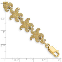 14K Yellow Gold Puffed Textured Starfish Link Bracelet - 7.25" Length by Oro Pregiato