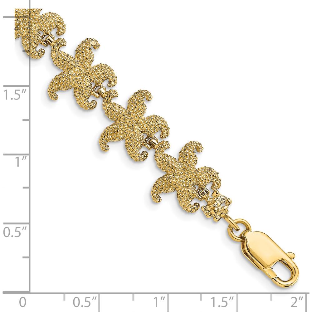 14K Yellow Gold Puffed Textured Starfish Link Bracelet - 7.25" Length by Oro Pregiato