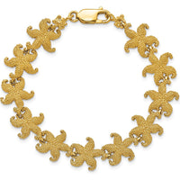14K Yellow Gold Puffed Textured Starfish Link Bracelet - 7.25" Length by Oro Pregiato