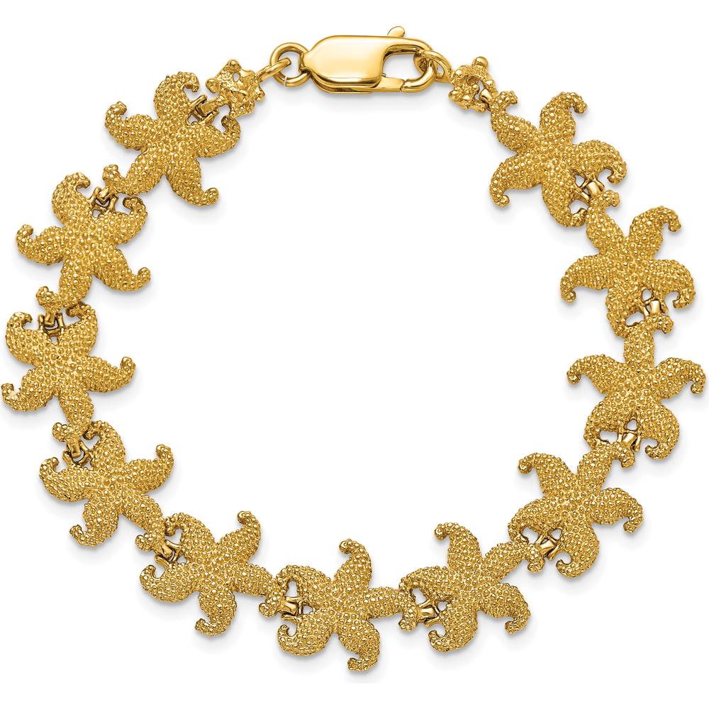 14K Yellow Gold Puffed Textured Starfish Link Bracelet - 7.25" Length by Oro Pregiato
