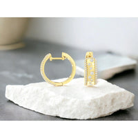 14K Yellow Gold Quatrefoil Stud Earrings with Pavé-Set Round Diamonds - 0.10 Carat Total Diamond Weight - Royal Jewelry