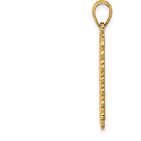 14K Yellow Gold Queen of Hearts Playing Card Charm Pendant - Textured Design by Oro Pregiato