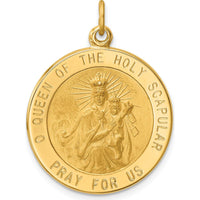 14K Yellow Gold Queen of the Holy Scapular Reversible Pendant - 29.3mm Length by Oro Pregiato