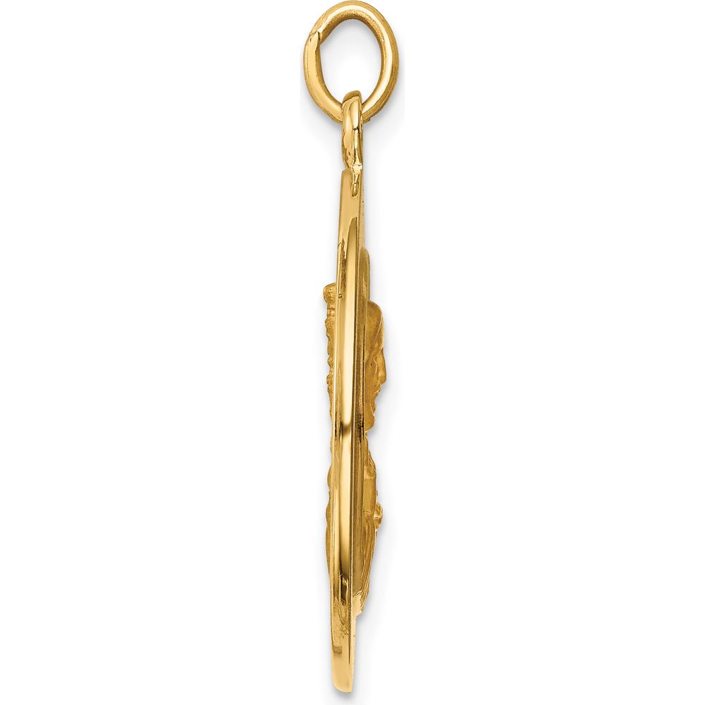 14K Yellow Gold Queen of the Holy Scapular Reversible Pendant - 29.3mm Length by Oro Pregiato