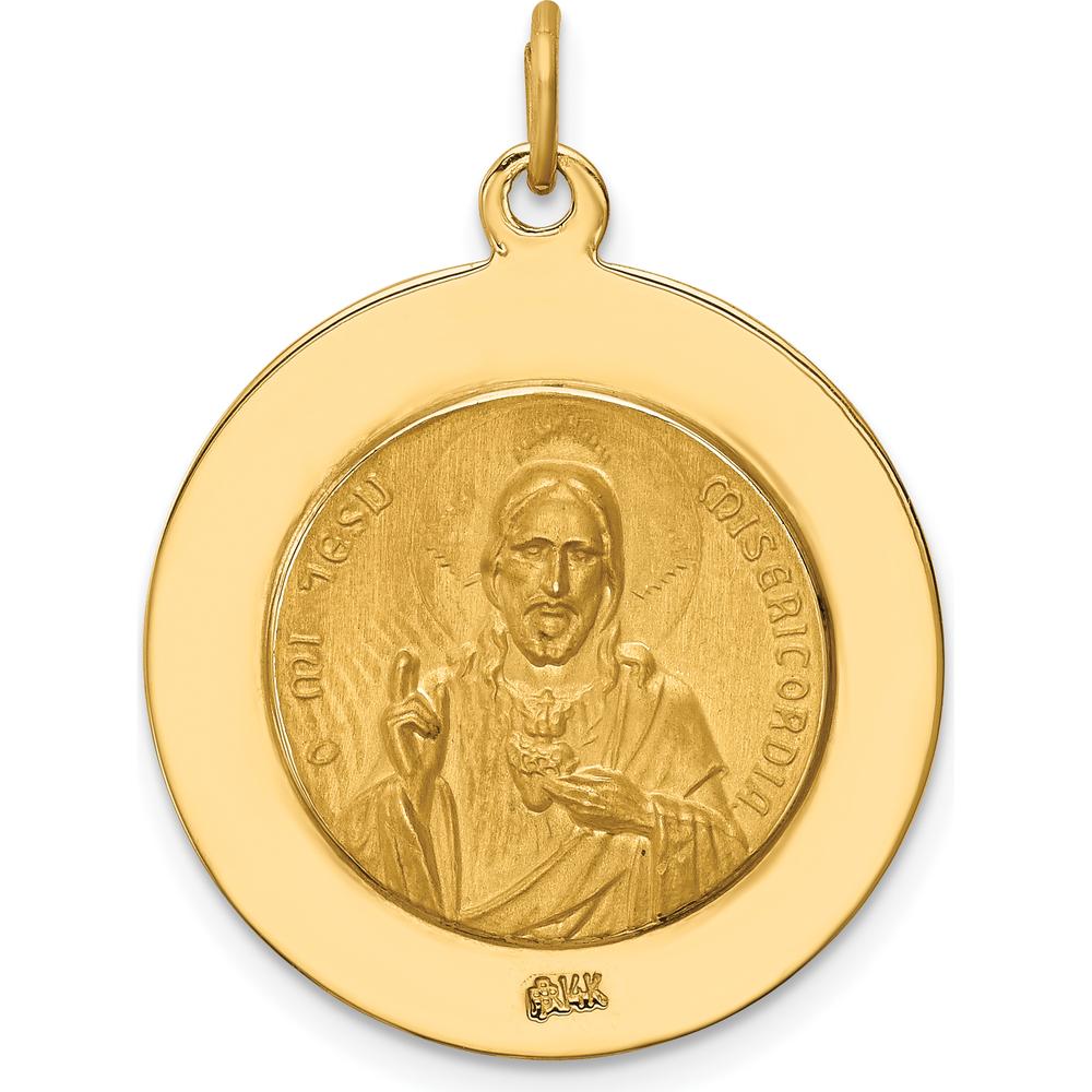 14K Yellow Gold Queen of the Holy Scapular Reversible Pendant - 29.3mm Length by Oro Pregiato